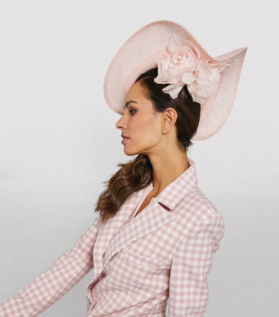 Philip Treacy Curved Floral Detail Wide-brim Hat
