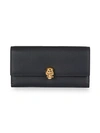 ALEXANDER MCQUEEN WOMEN'S PEBBLED LEATHER FLAP CONTINENTAL WALLET,0400012442140