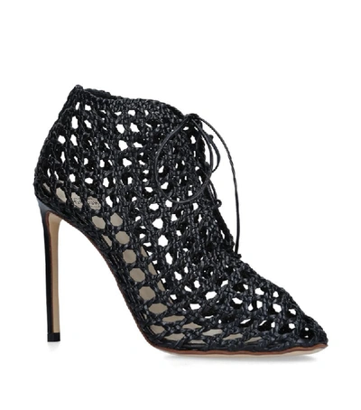 Francesco Russo Leather Woven Ankle Boots 105 In Black