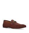 GUCCI SUEDE BRIXTON WEB LOAFERS,15239872