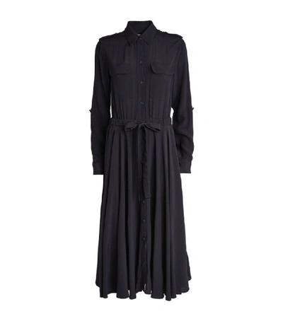 Equipment Jacquot Long-sleeve Tie-waist Midi Shirtdress In Eclipse