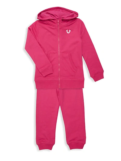 True Religion Little Girl's 2-piece Hoodie & Joggers Set In Hot Pink