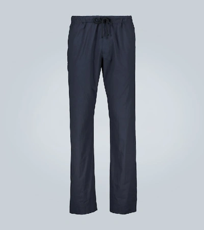 Dries Van Noten Straight-leg Cotton Trousers In Blue
