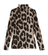 GANNI GANNI LEOPARD PRINT ROLLNECK BLOUSE,15408053