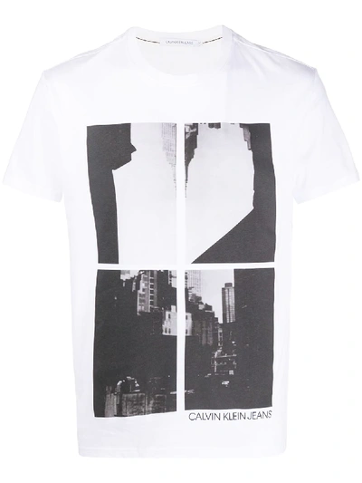 Calvin Klein Jeans Est.1978 Building-print Short Sleeved T-shirt In White