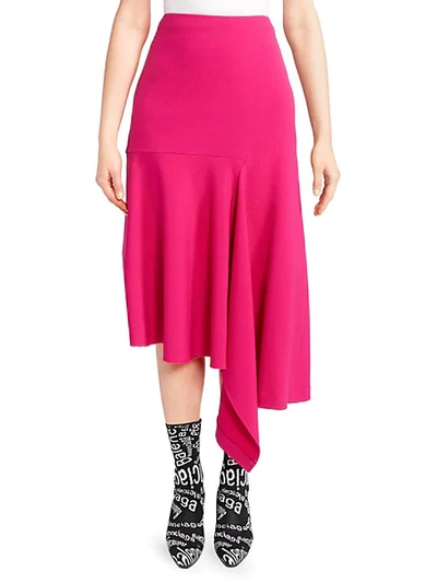 Balenciaga Draped Godet Skirt In Fuchsia