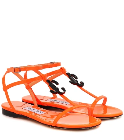 Jimmy Choo Alodie Logo Flat Sandals In Orange