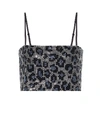 ADAM SELMAN SPORT EMBELLISHED LEOPARD-PRINT CROP TOP,P00465700