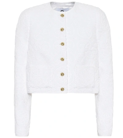 Marine Serre Floral Cotton-toweling Jacket In White