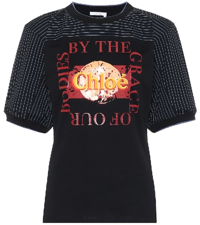 Chloé Logo Cotton-jersey Top In Black