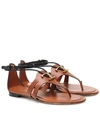 TOD'S T LEATHER THONG SANDALS,P00450206