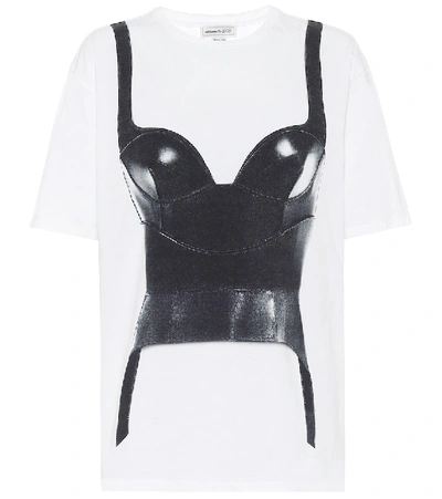 Alexander Mcqueen White 'trompe L'oeil' Corset T-shirt In White,black