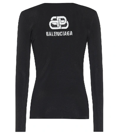 Balenciaga Logo Intarsia Sweater In Black