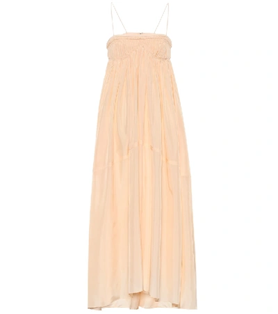 Chloé Silk Spaghetti-strap Square-neck Dress In Neutrals