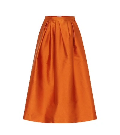 Dries Van Noten 缎布中长半身裙 In Orange