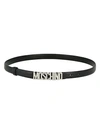 Moschino Women's Slim Logo Leather Belt In Black