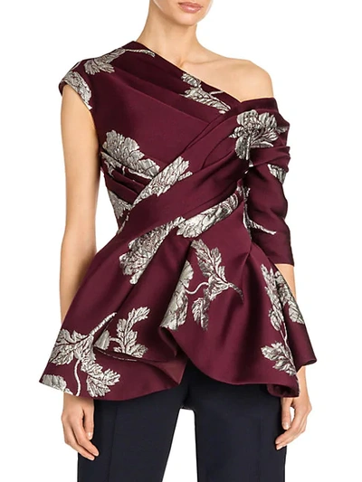 Alexander Mcqueen Northern Rose Drape Top In Ruby Silver