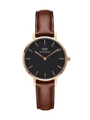 DANIEL WELLINGTON PETITE ST. MAWES ROSE GOLDTONE STAINLESS STEEL LEATHER-STRAP WATCH,0400012684650