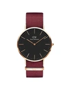 DANIEL WELLINGTON CLASSIC ROSELYN ROSE GOLDTONE STAINLESS STEEL TEXTILE-STRAP WATCH,0400012684615