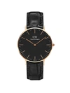 DANIEL WELLINGTON CLASSIC READING STAINLESS STEEL & CROC-EMBOSSED LEATHER-STRAP WATCH,0400012684652