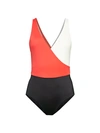 SOLID & STRIPED BALLERINA COLORBLOCK ONE-PIECE SWIMSUIT,0400012573437