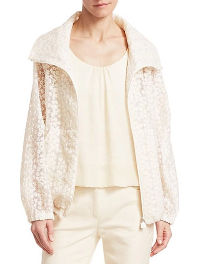 Akris Punto Floral Embroidered Anorak Jacket In Swan
