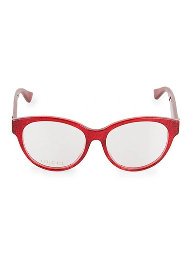 Gucci 54mm Cat Eye Optical Glasses In Red