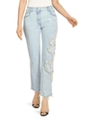 BALMAIN FAUX PEARL EMBROIDERED WASHED STRAIGHT-LEG JEANS,0400012469219