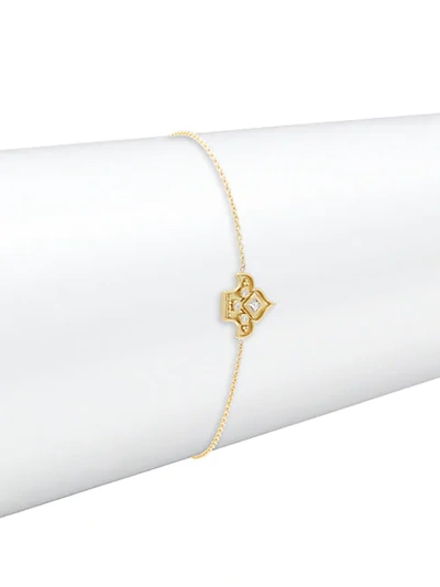 Amrapali Heritage 18k Yellow Gold & Diamond Fleur Fine Chain Bracelet