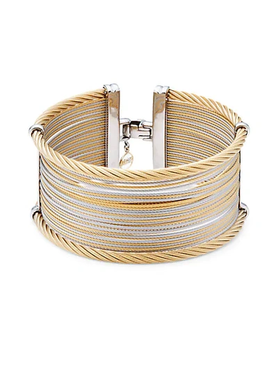 Alor Classique Wide Steel & 18k Gold Cuff Bracelet