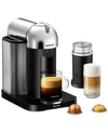 NESPRESSO VERTUO COFFEE AND ESPRESSO MACHINE BY BREVILLE, CHROME WITH AEROCCINO MILK FROTHER