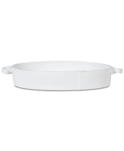 Vietri Lastra Collection Handled Oval Baker In White