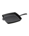 Staub Cast Iron 10" Square Grill Pan In Matte Black