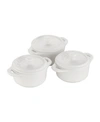 Staub Ceramic 3-pc. Mini Round Cocotte Set In Matte White