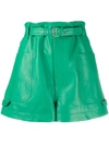 ISABEL MARANT ISABEL MARANT WOMEN'S GREEN LEATHER SHORTS,SH031520P003I60GR 36