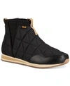 Teva Ember Mid Pull On Boots In Quilted Black In Black
