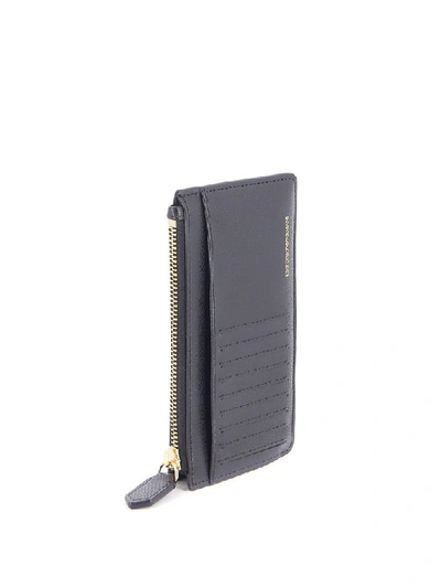 Giorgio Armani Top-zip Card Case With Transparent Slot In Black