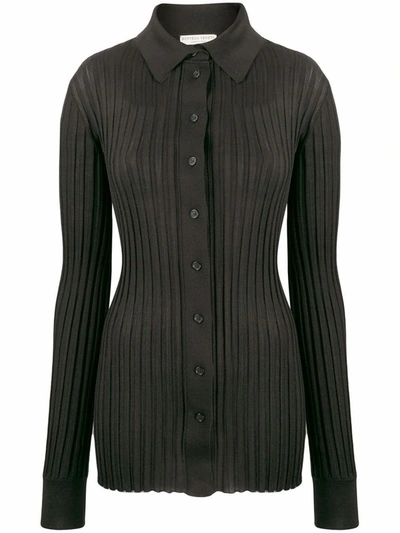 Bottega Veneta Women's Black Silk Shirt In Grey