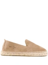 Manebi Embossed Suede Espadrilles In Beige