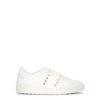Valentino Rockstud Untitled Leather Platform Sneakers In White