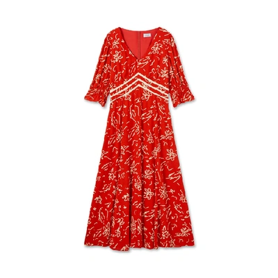 Jigsaw Scribble Tea Dress In Paprika