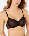 Dkny Monogram Mesh Underwire Unlined Demi Bra In Black