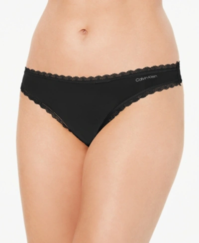 Calvin Klein Women's Lace-trim Bikini Underwear Qd3706 In Black