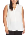Vince Camuto Rumple Satin Sleeveless Peplum Top In New Ivory