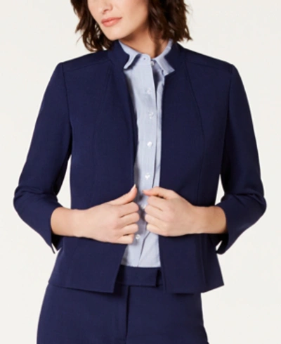 Anne Klein Stand Collar Crepe Jacket In Multi