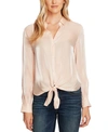 Vince Camuto Tie Front Iridescent Blouse In Apricot Cream
