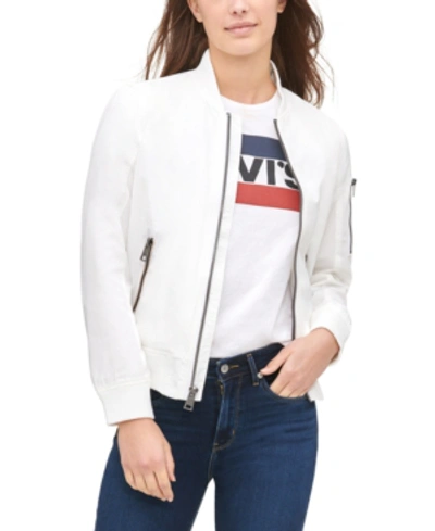 Levi's Women's Lightweight Zip-detail Bomber Jacket In White