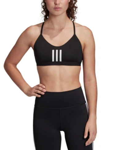 Adidas Originals Adidas Women's All Me 3-stripes Mesh Light-support Sports Bra In Black