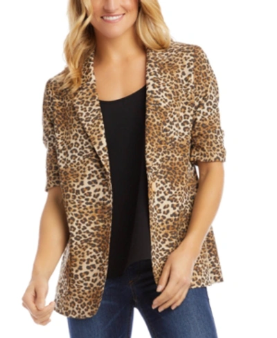 Karen Kane Leopard Print Ruched Sleeve Jacket