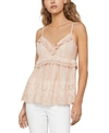 BCBGMAXAZRIA RUFFLED EYELET TOP